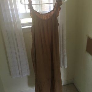 Carly Jean Los Angeles Brown Ruffle Sleeveless Maxi Dress